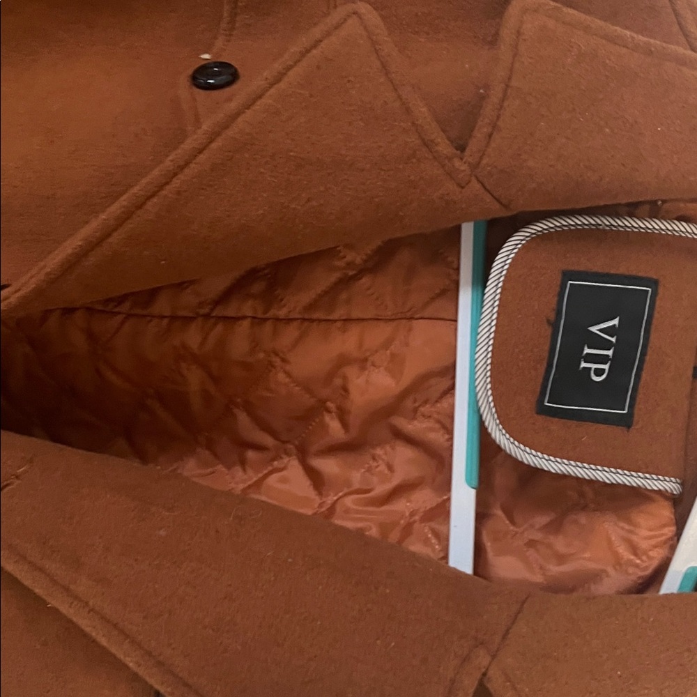 VIP Men's Rust Pea Coat - Picture 4 of 7